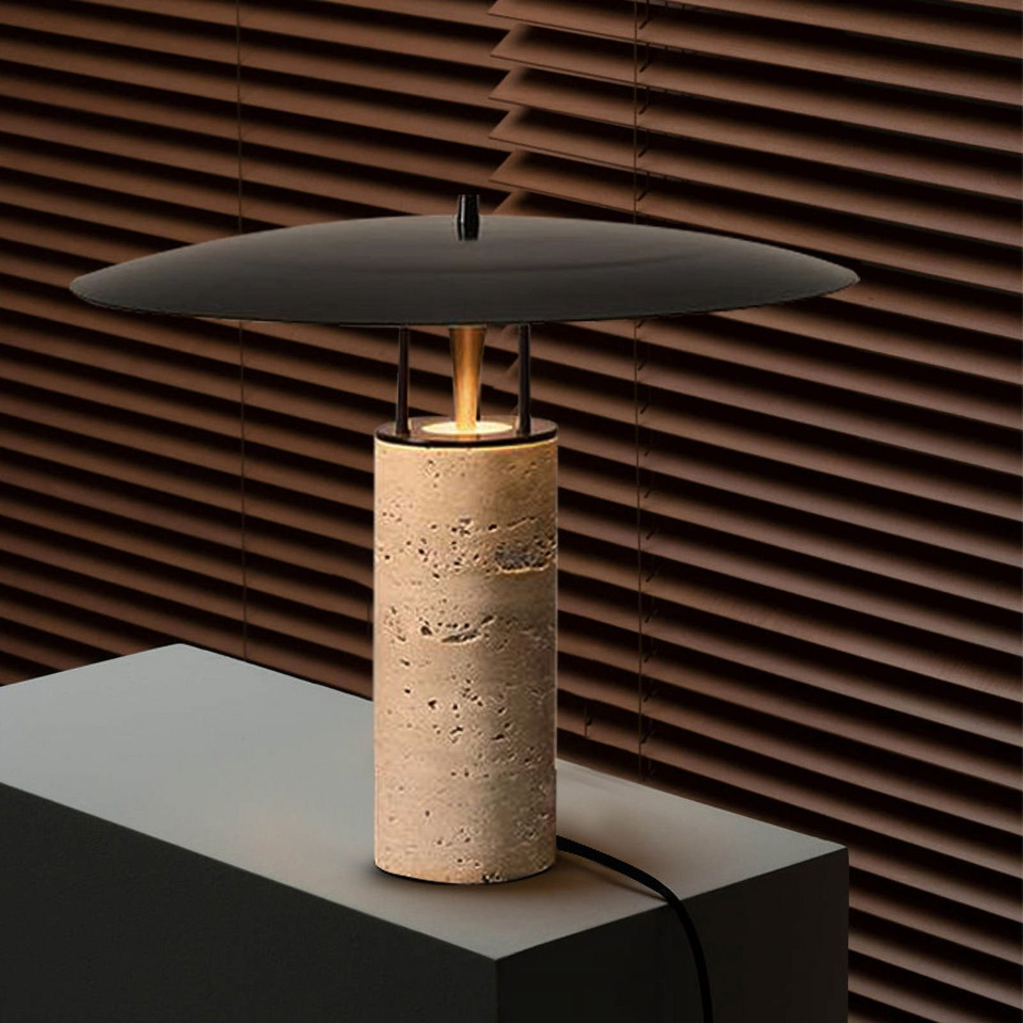 Travertine Wabi-Sabi Table Lamp Nordic Stone Design, Lamps, Steina