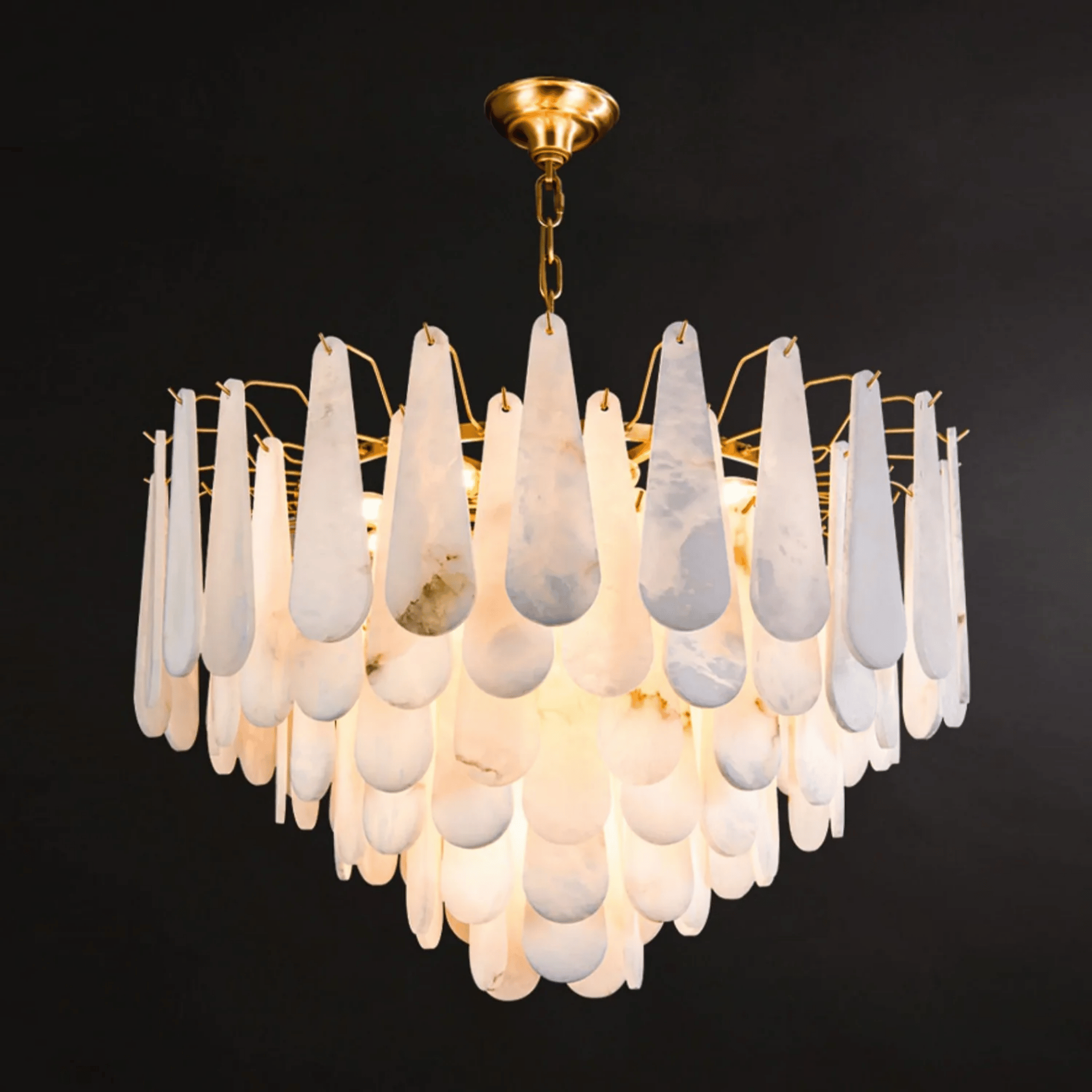 Marble Tiered Cascade Chandelier for High Ceilings, Ceiling Light Fixtures, Steinfall Alabaster