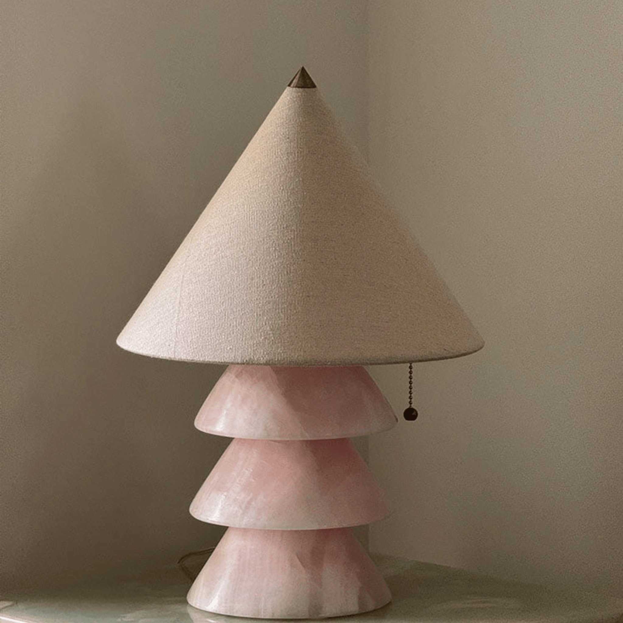 Marble Jade Table Lamp Sculptural Nordic Design, Pink, Lamps, Steinglo