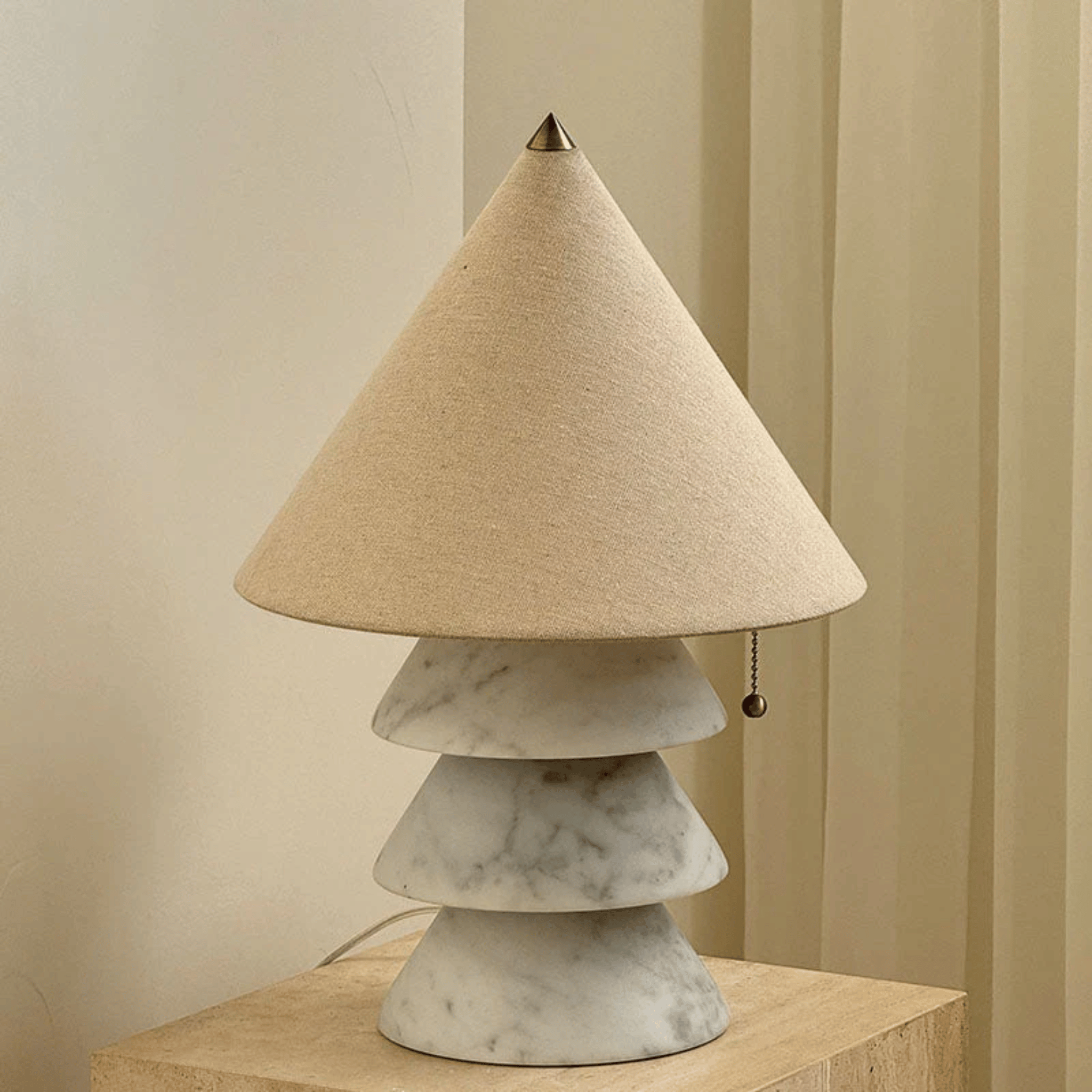 Marble Jade Table Lamp Sculptural Nordic Design, White, Lamps, Steinglo