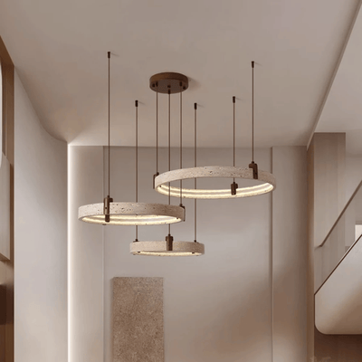 Translation missing: en.Steinrund Stone Ring Pendant Light for Dining, Large / Dimmable, Ceiling Fixtures, Natural Multi-Ring