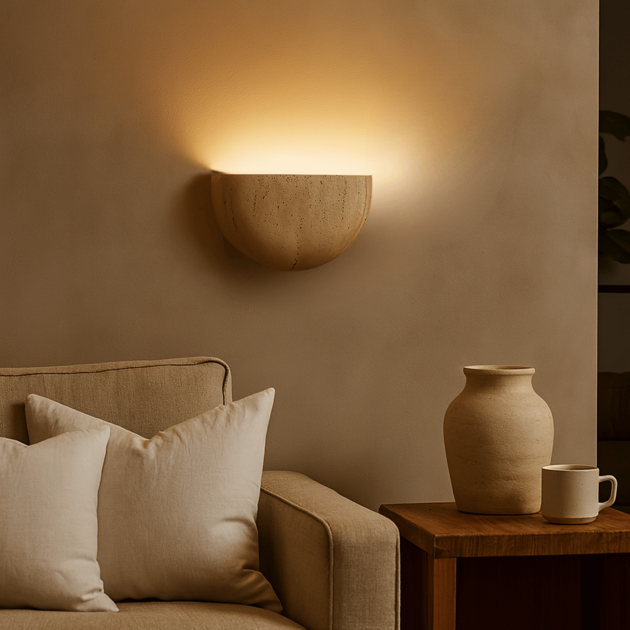 Steinvar Natural Travertine Sconce — Nordic Light, Wall Fixtures, Stone