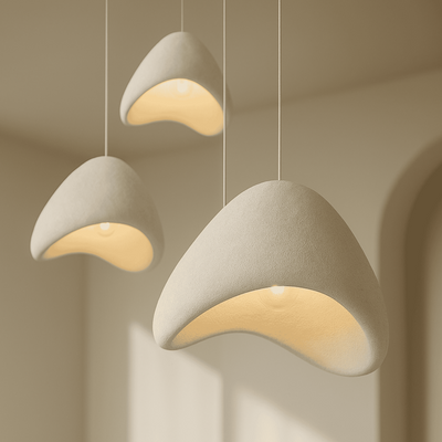 Translation missing: en.Stena Sculptural Pendant Chandelier for Dining Room, White Asymmetrical / 11.8’’ (30CM), Ceiling Light Fixtures,