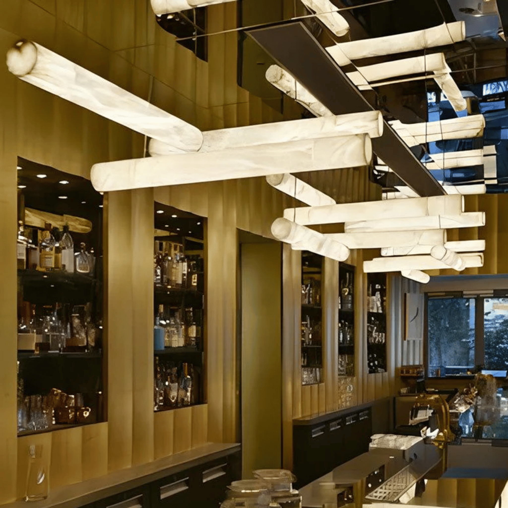 Modern Marble Beam Pendant Light for Dining Rooms, Ceiling Fixtures, Stenlys Sculptural