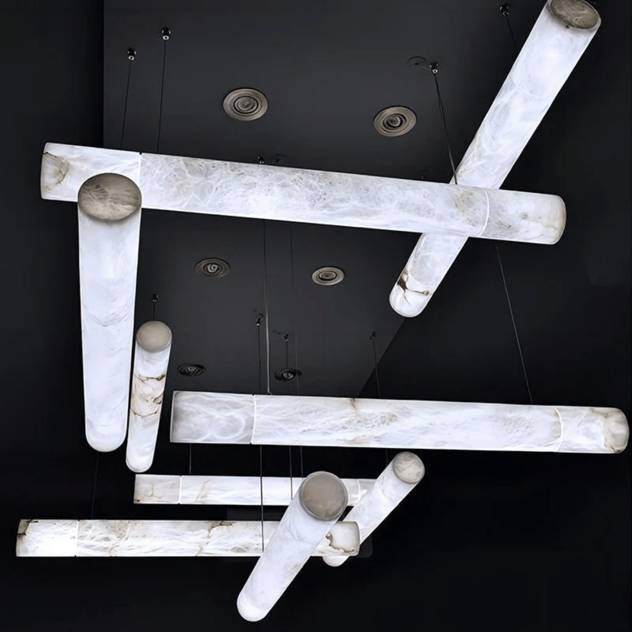 Modern Marble Beam Pendant Light for Dining Rooms, Ceiling Fixtures, Stenlys Sculptural