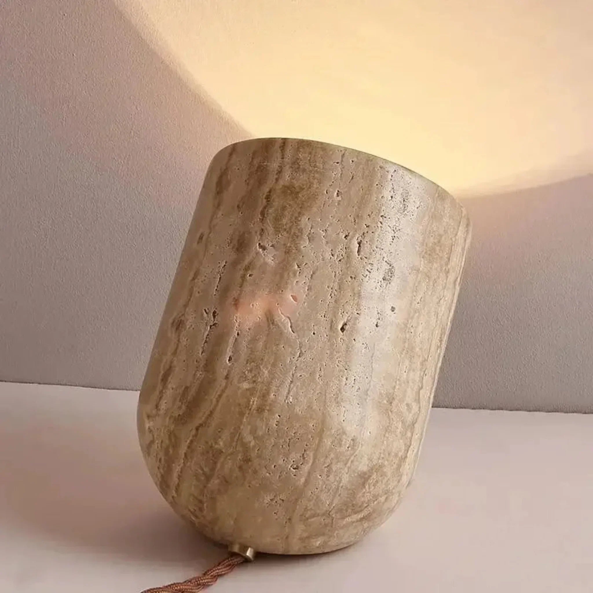 Natural Travertine Stone Table Lamp for Living Room, Lamps, Stenvarm Accent