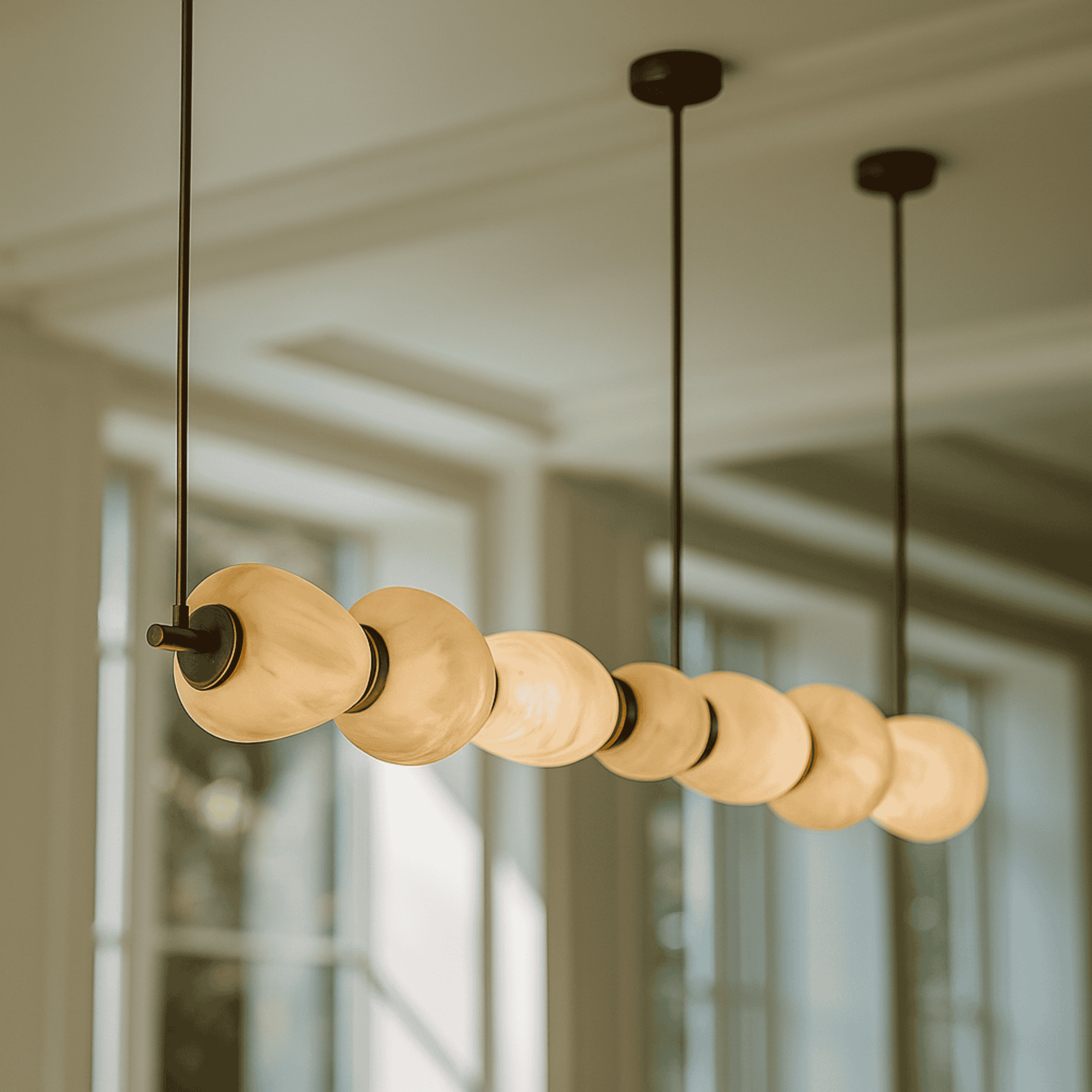 Stenvei Marble Pendant Light – Gold Dimmable 53 in, Ceiling Fixtures, Natural