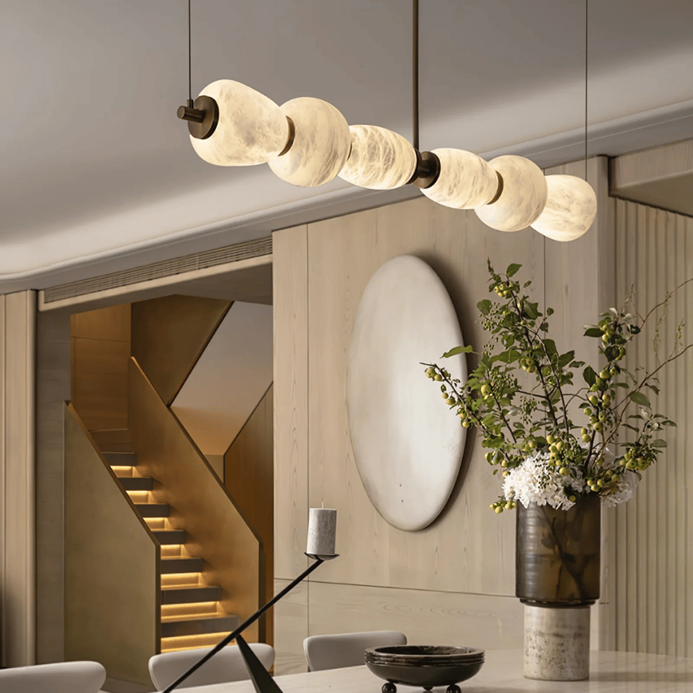 Stenvei Marble Pendant Light – Gold Dimmable 53 in, Ceiling Fixtures, Natural