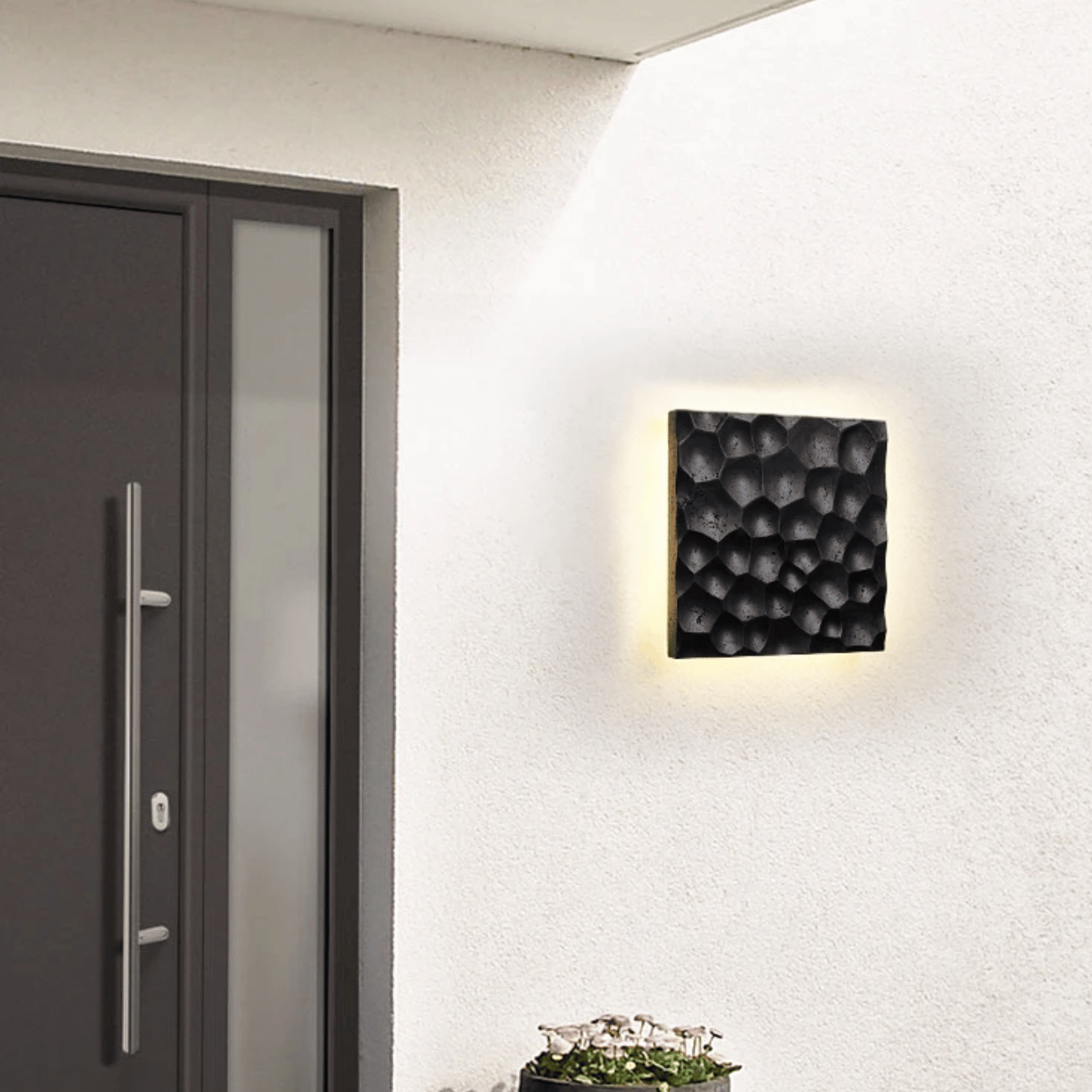 Natural Travertine LED Wall Lamp - IP65 Waterproof, Black, Landscape Pathway Lighting, Stenvei Stone Outdoor Sconce
