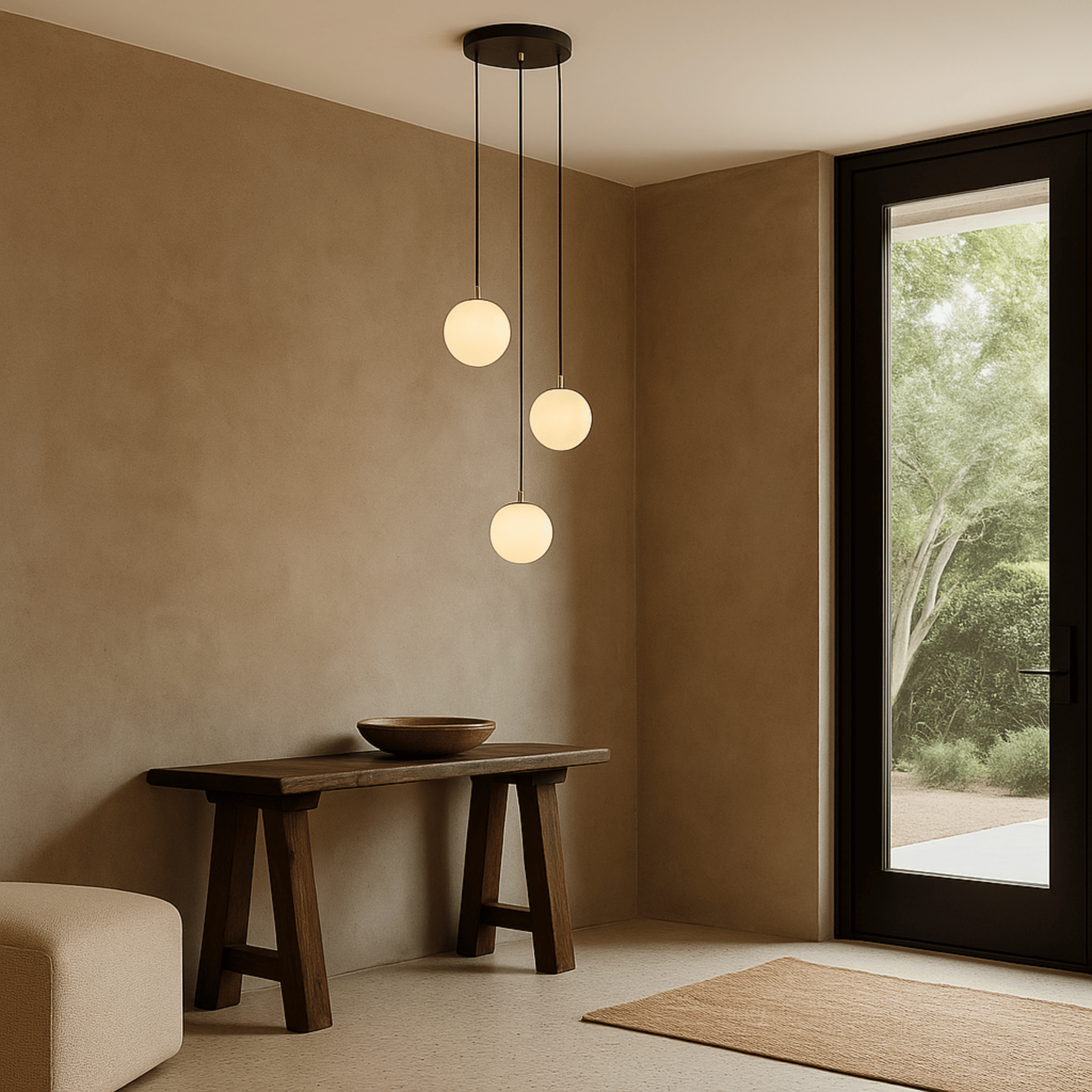 Stigna LED Stair Chandelier Acrylic Sphere Light, 3 heads / Cold White, Chandeliers, Modern