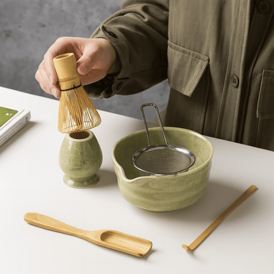 Translation missing: en.Traditional Japanese Matcha Set Bamboo Whisk Bowl, Tea Sets, Stille 6-Piece Ceramic