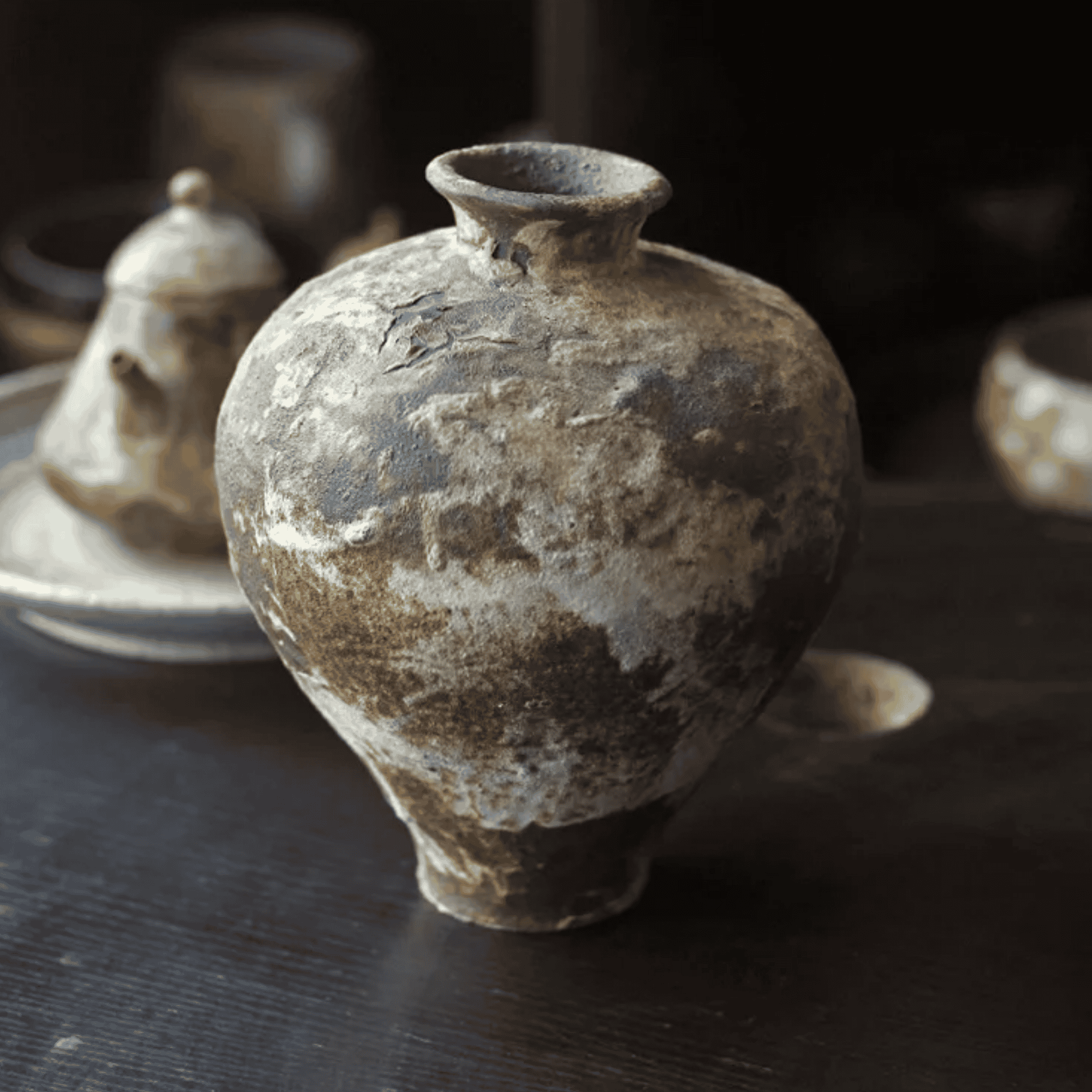 Small Jingdezhen Ceramic Wabi-Sabi Vase by Skonne, Haru, Vases, Stille