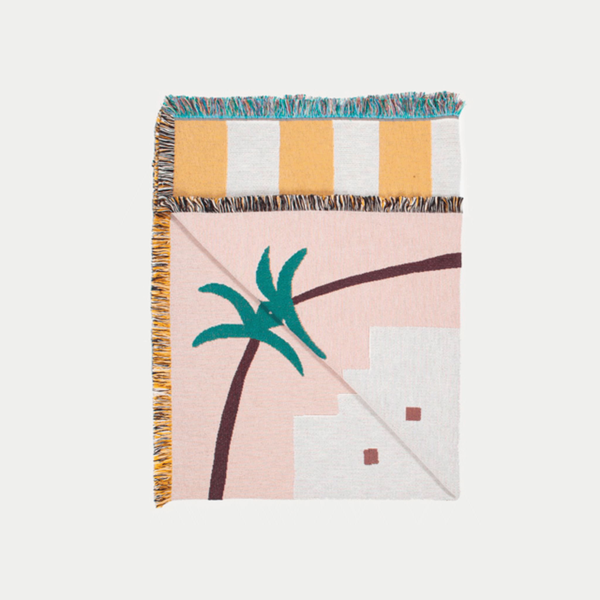 Boho Cotton Throw Blanket Coastal Beach Style, Blankets, Stranda Retro 51x63