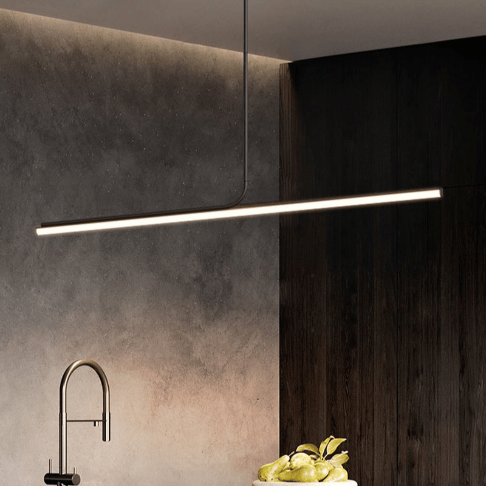 Strekk Black Linear LED Pendant Light Skonne, Large / Warm White, Ceiling Fixtures, Nordic Matte