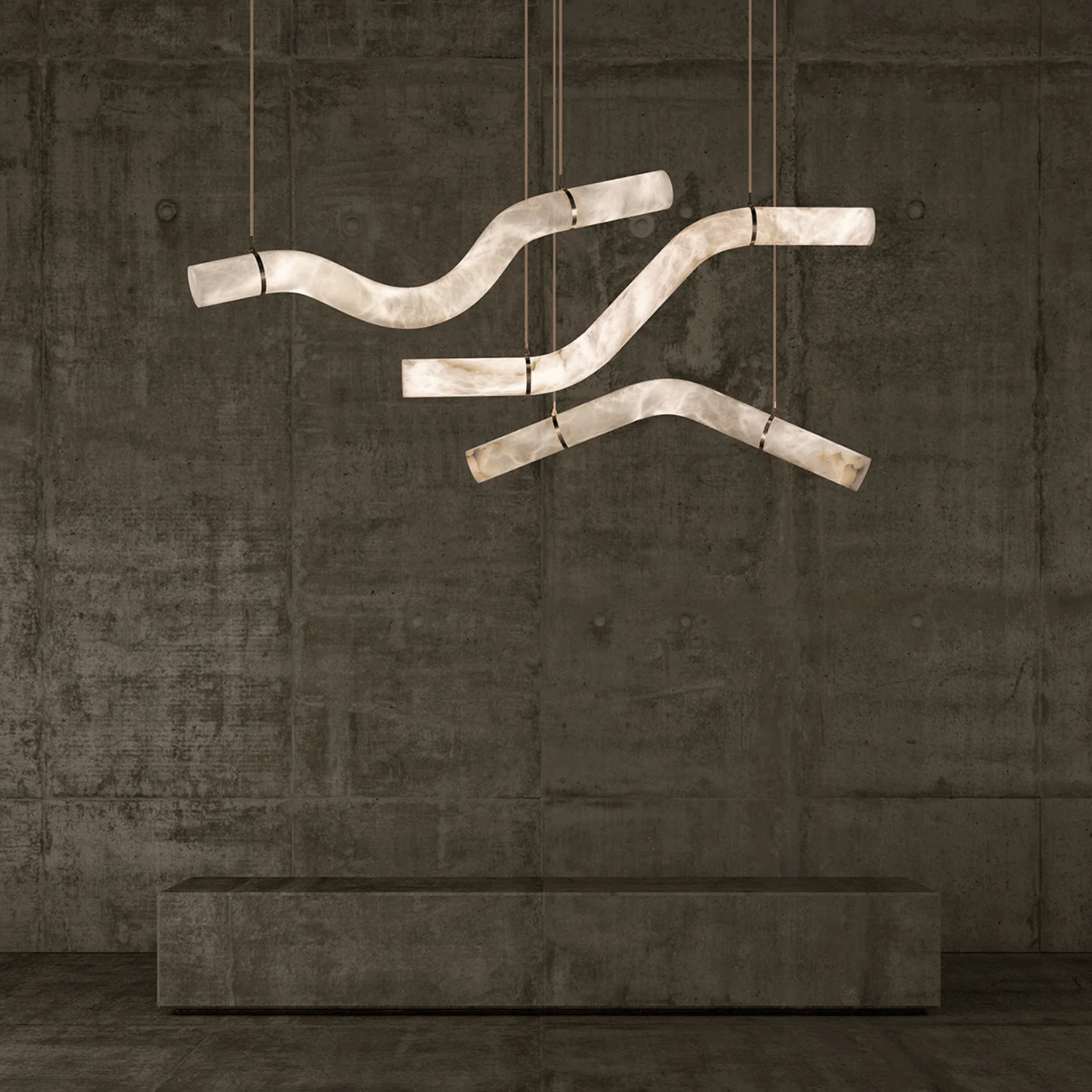 Strøma Marble Wave Sculptural Pendant Light Dining, Ceiling Fixtures, Genuine