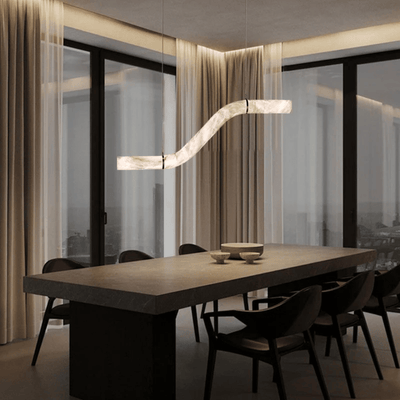 Translation missing: en.Strøma Marble Wave Sculptural Pendant Light Dining, Medium / Warm light, Ceiling Fixtures, Genuine
