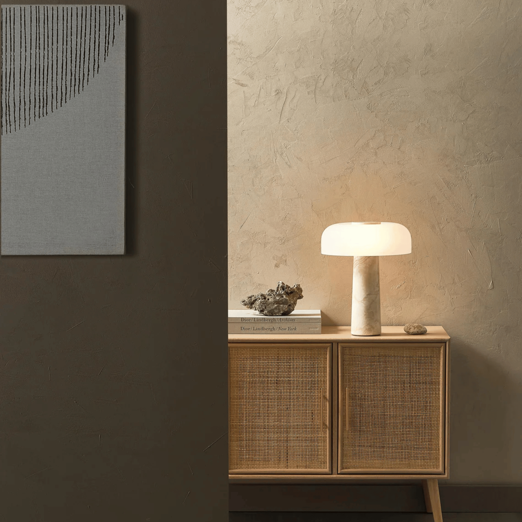 Marble Mushroom Table Lamp with Frosted Glass LED, Lamps, Svalna