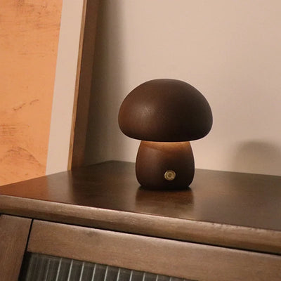 Svampa Mushroom Night Light Wood Touch Sensor Lamp, Small Walnut, Table Lamps, Bedside