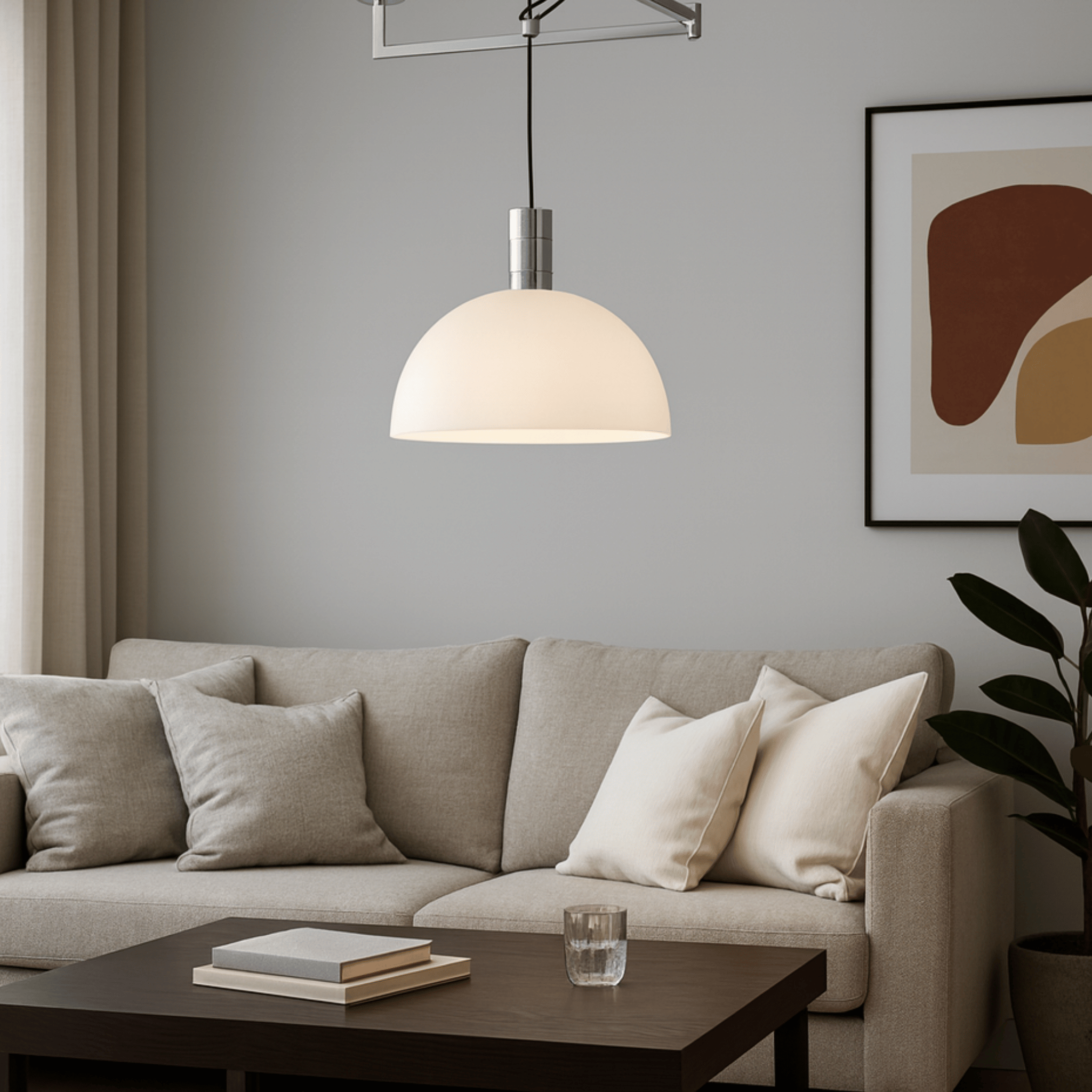 Svinga Swing-Arm Pendant Light for Kitchen Island, White, Ceiling Fixtures, Nordic Adjustable