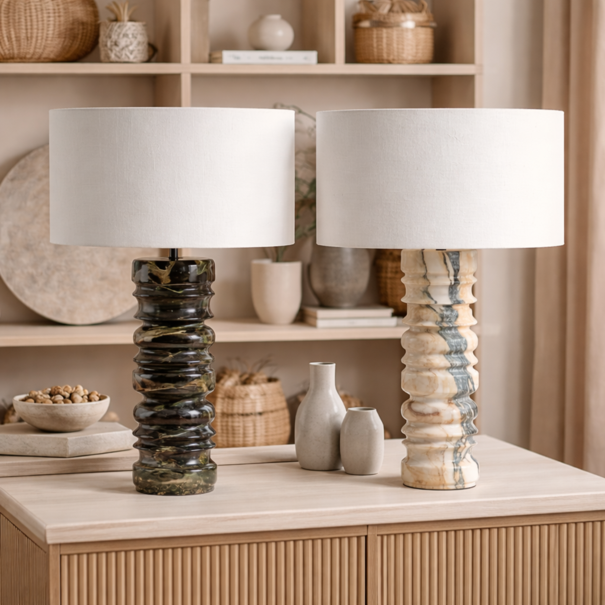 Svirla Marble Table Lamp - Sculptural Stone Light, Lamps, Nordic Design