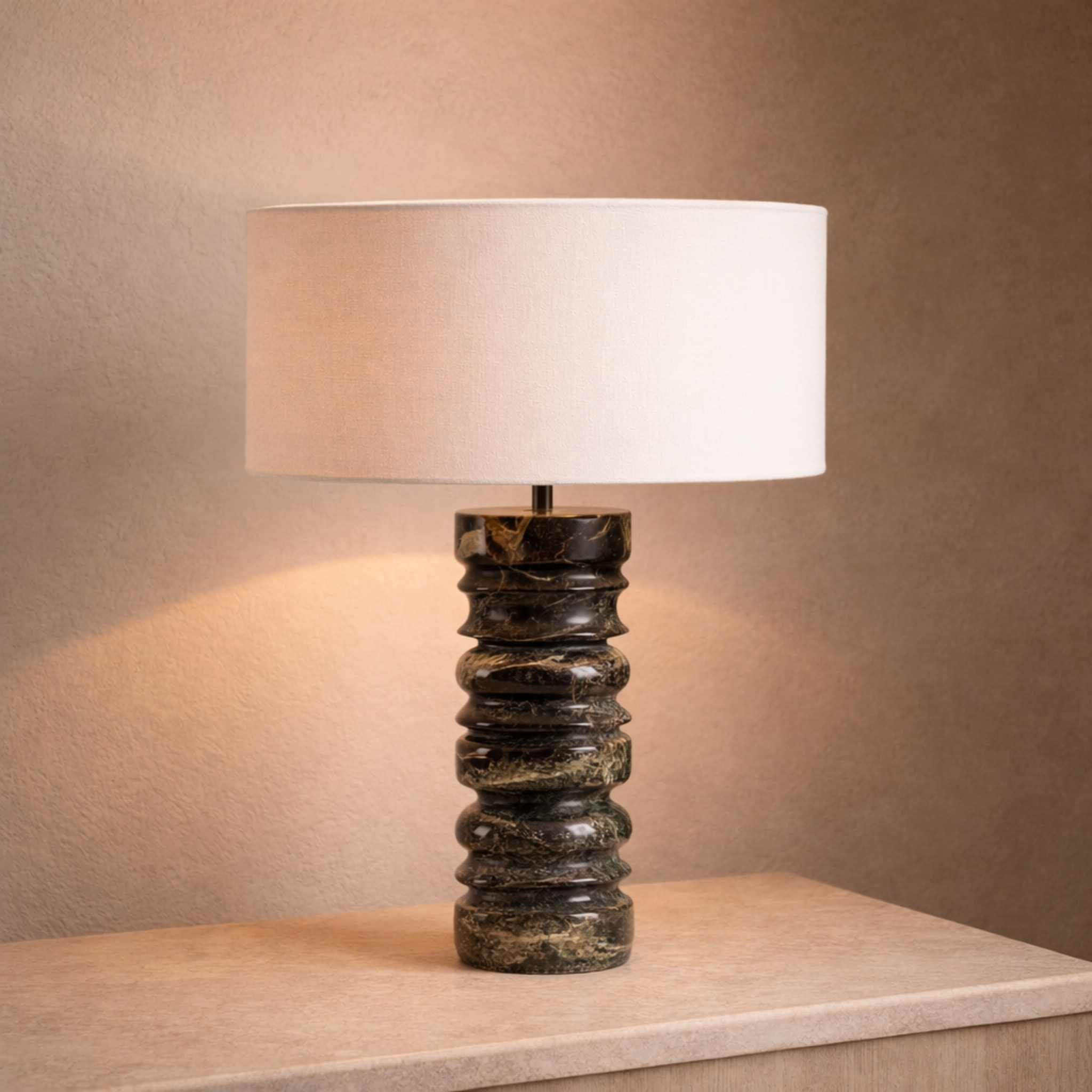Svirla Marble Table Lamp - Sculptural Stone Light, Lamps, Nordic Design