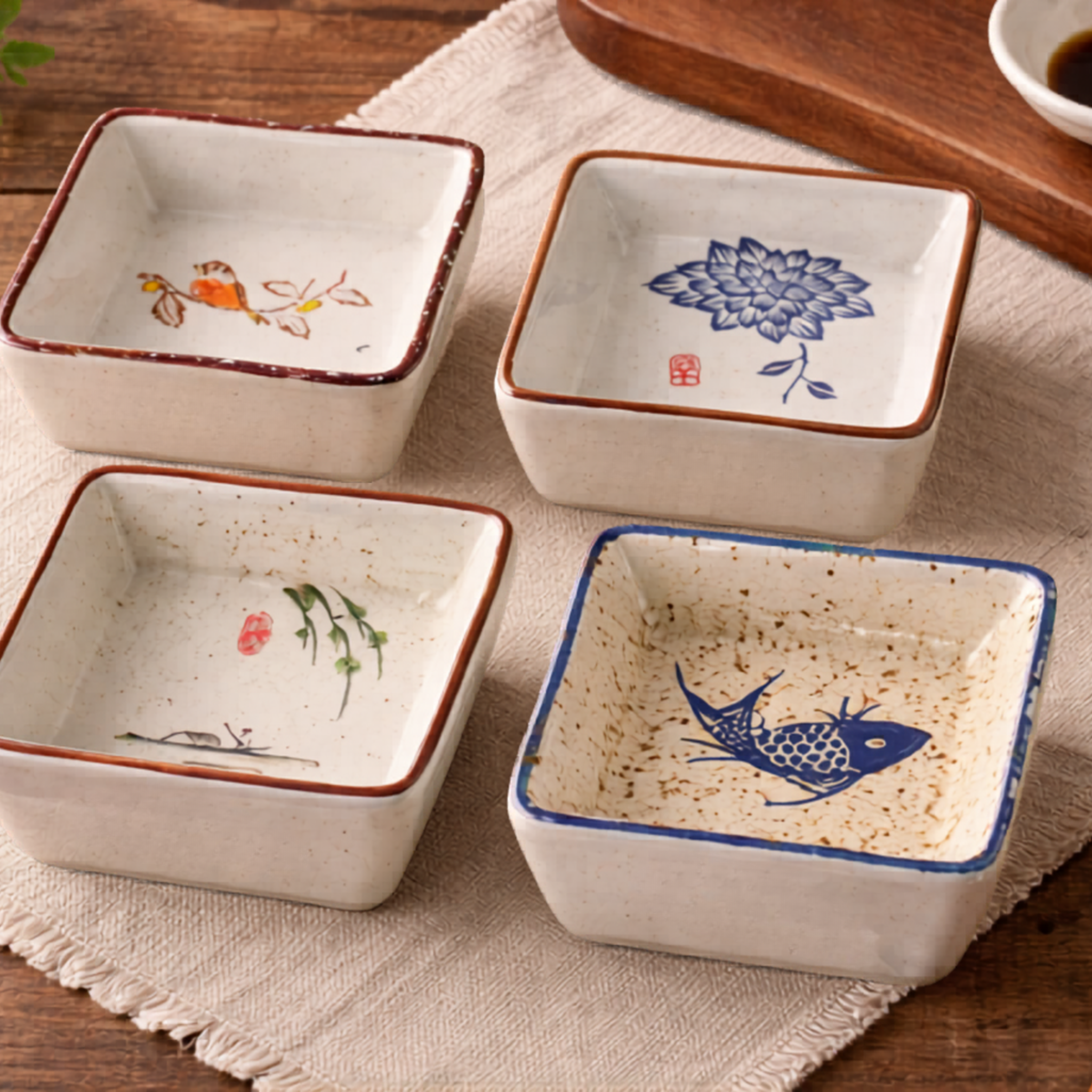 Japanese Ceramic Dipping Dish Set 4 Pieces Skonne, Dinnerware Sets, Torvid Dishes