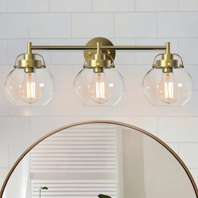 Translation missing: en.Trekule 3-Light Glass Globe Vanity Wall Light Gold, Fixtures