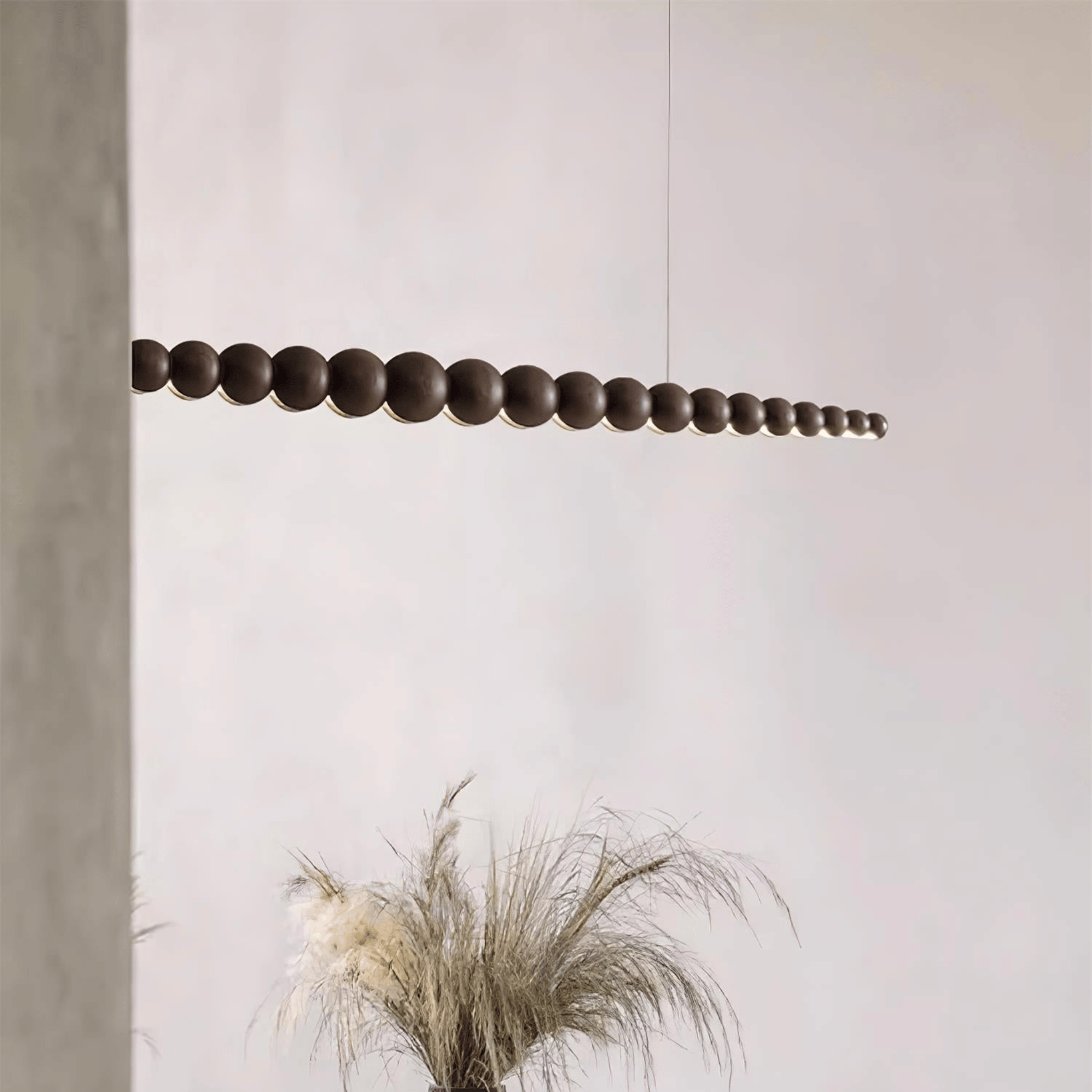 Dark Wood Dimmable Linear Pendant Light by Skonne, Ceiling Fixtures, Treslys
