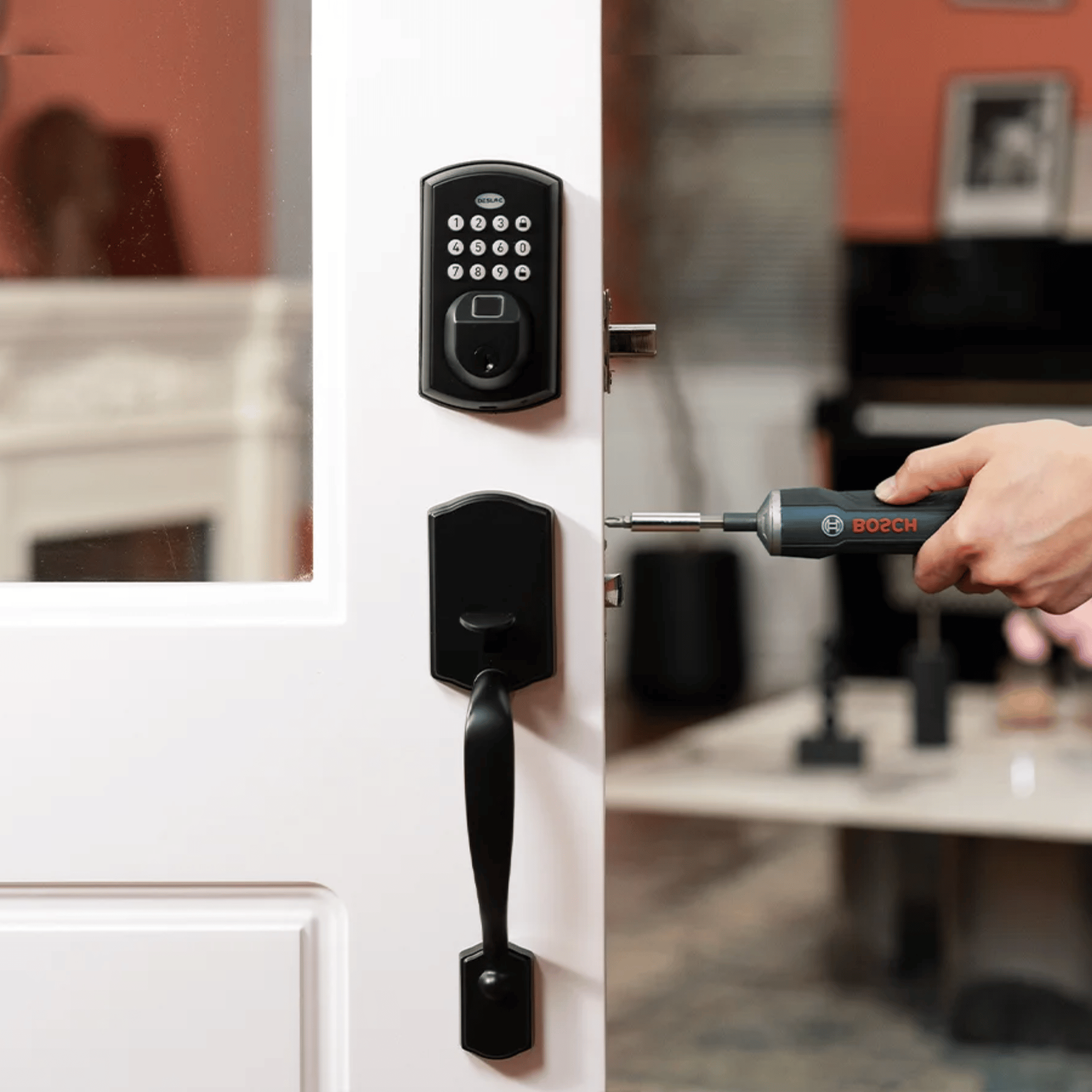 Keyless Smart Door Lock Handle Set with Fingerprint, Deadbolts, Vaktra Entry