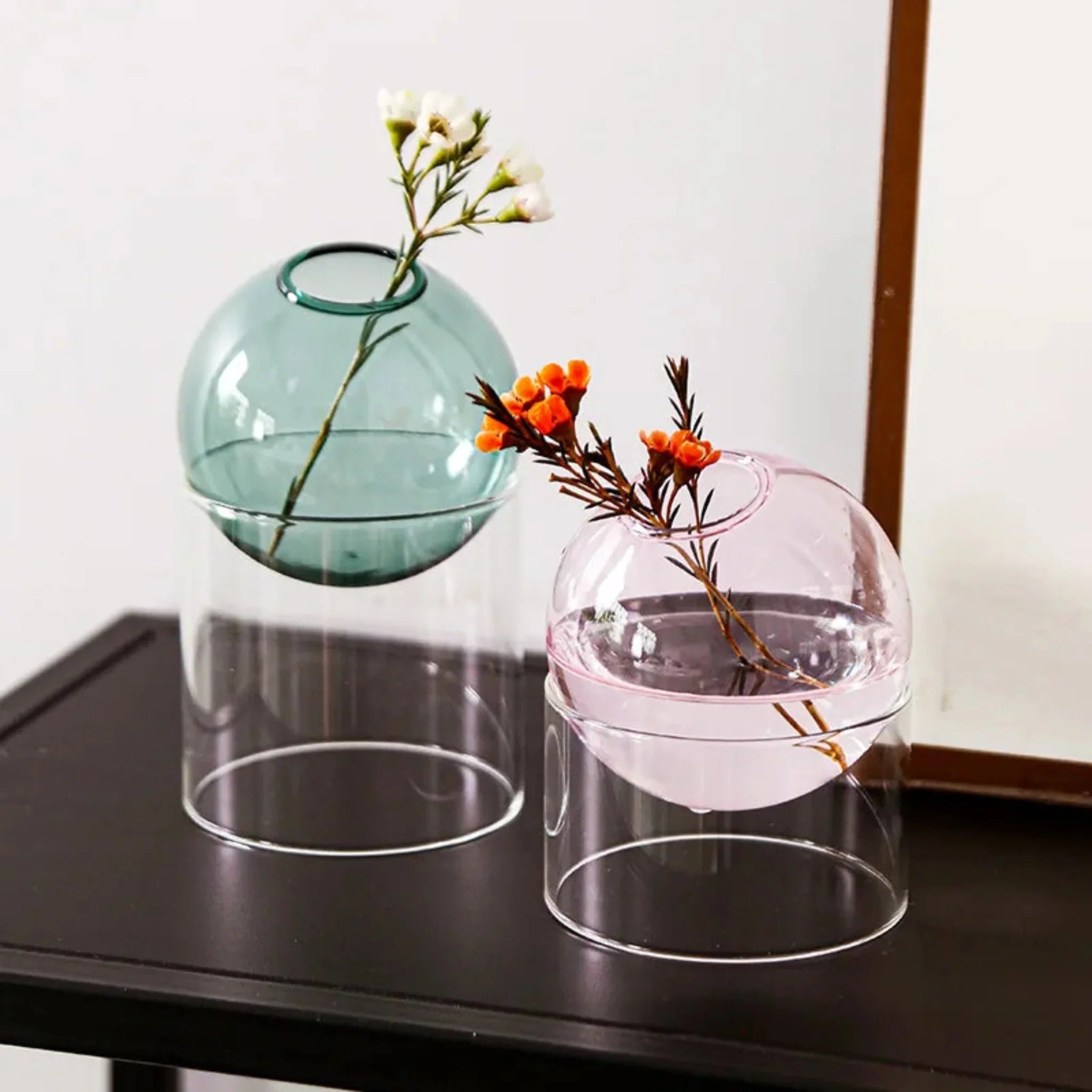 Nordic Borosilicate Glass Flower Vase by Skonne, Vases, Vårka Round for Flowers