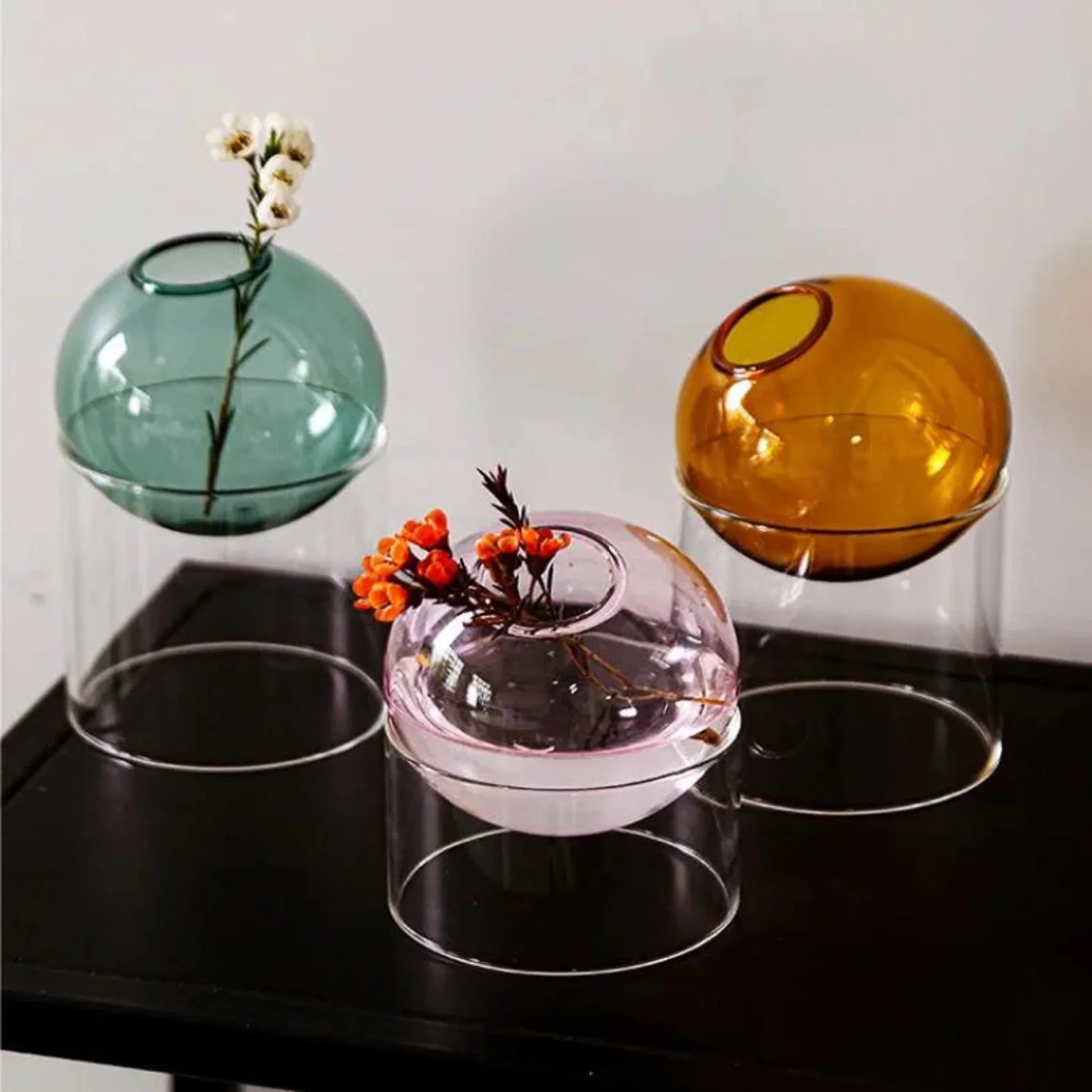 Nordic Borosilicate Glass Flower Vase by Skonne, Vases, Vårka Round for Flowers