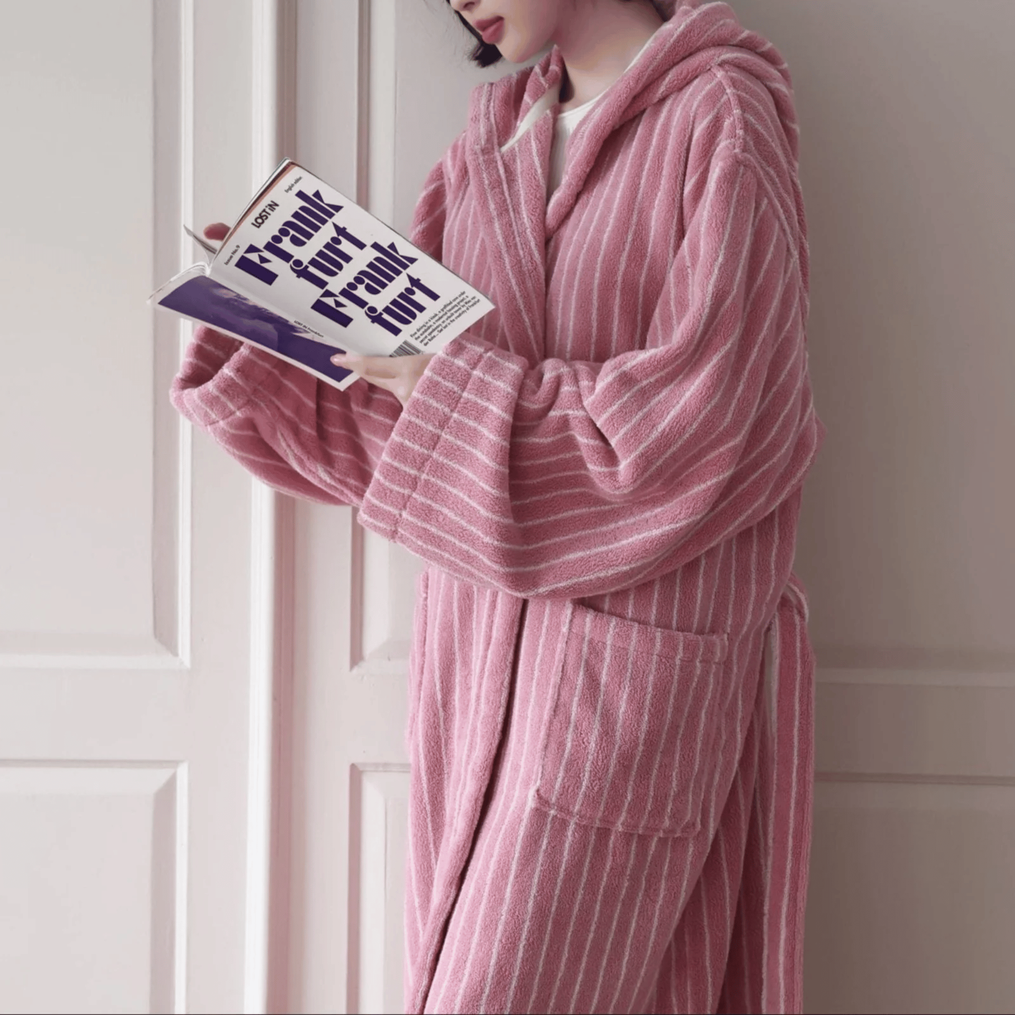 Organic Cotton Jacquard Bathrobe — Spa Luxury, Robes, Varme Stripe