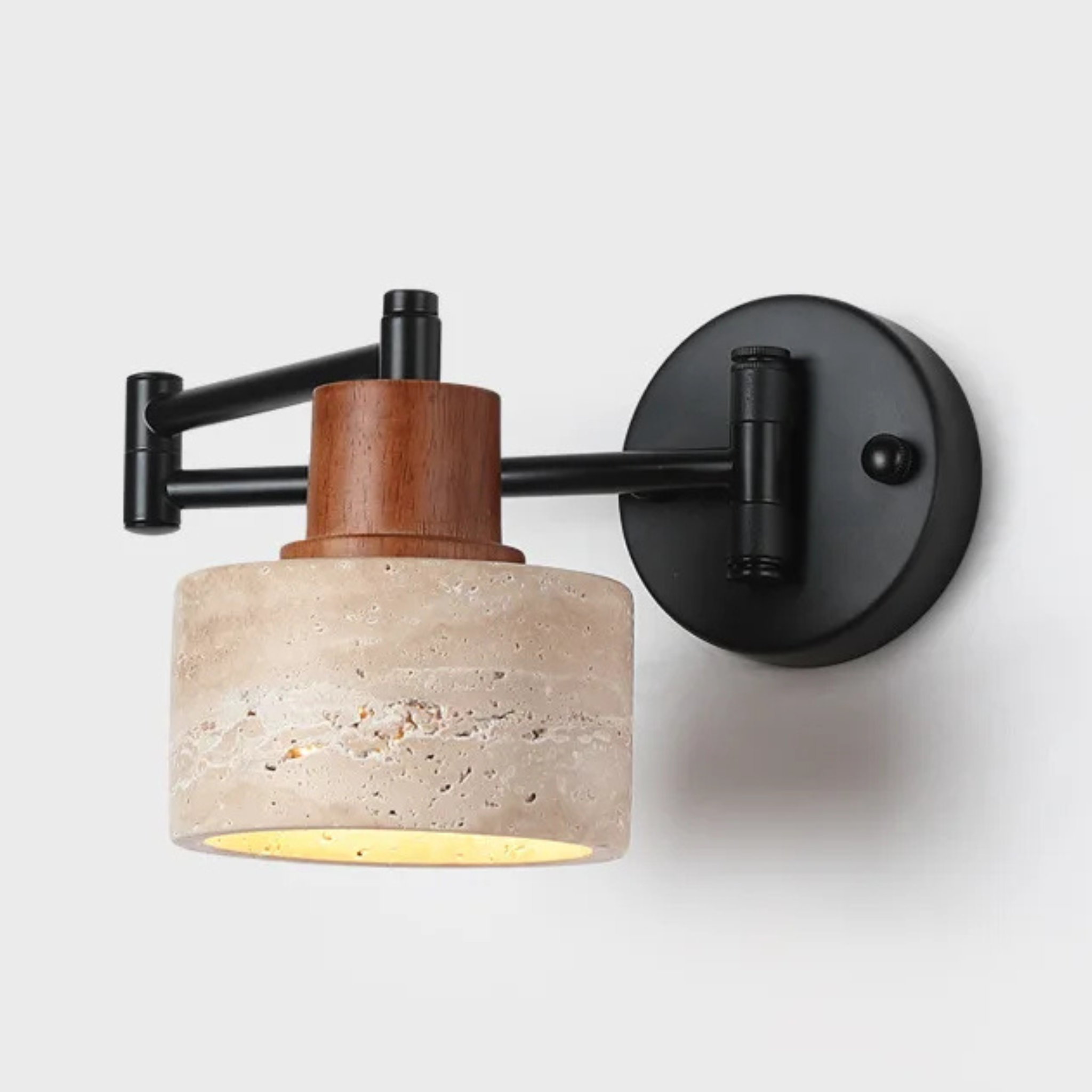 Travertine Stone Wall Sconce with Warm Ambient LED, Light Fixtures, Varsten Natural Adjustable