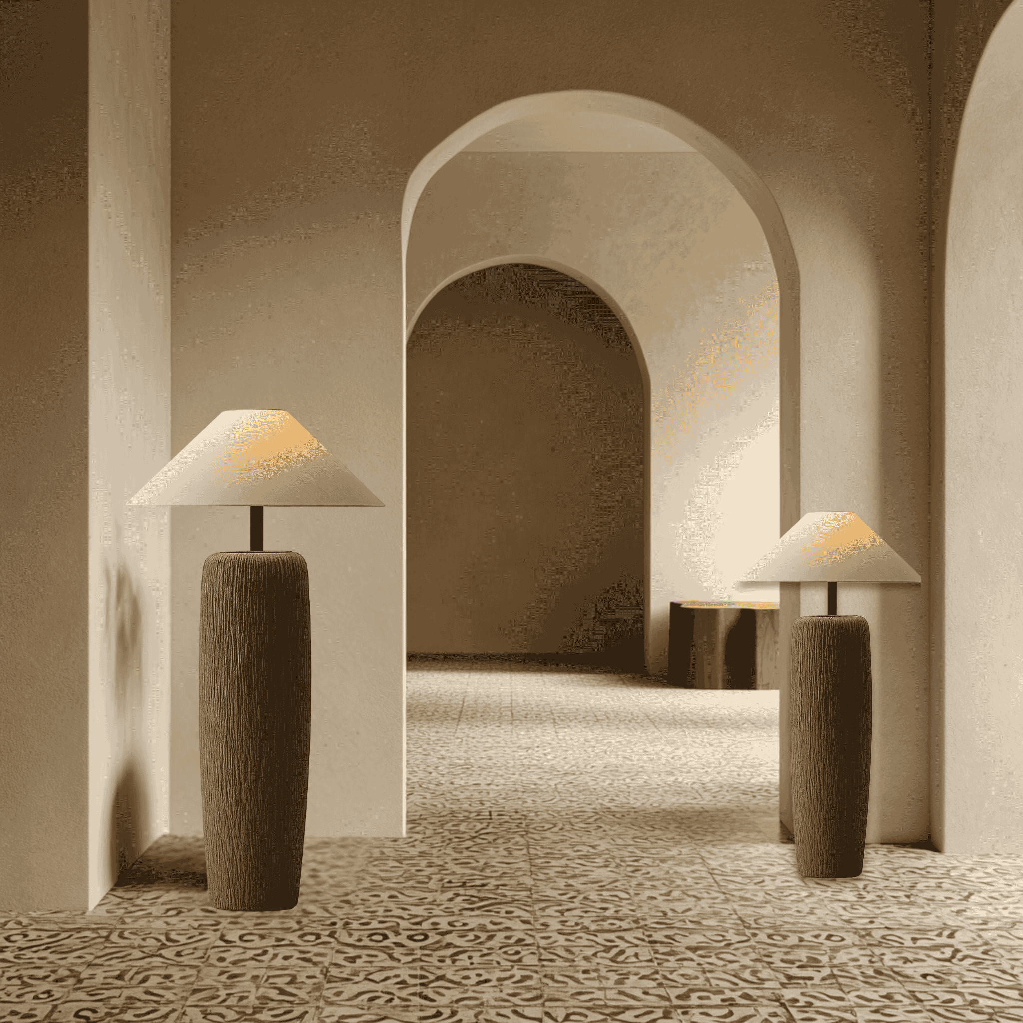 Japanese Ceramic Floor Lamp Vintage Nordic Design, Lamps, Vasten Artisan