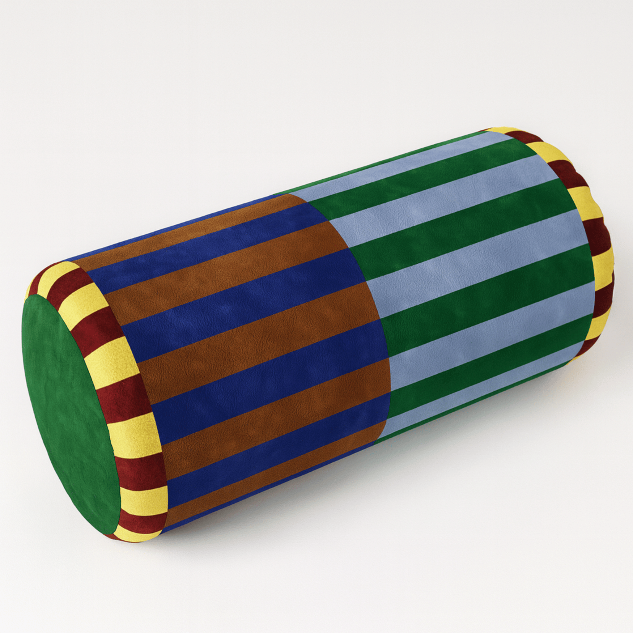 Velvra Jacquard Velvet Neck Roll Pillow with Insert, Emerald Rust, Throw Pillows, Bolster