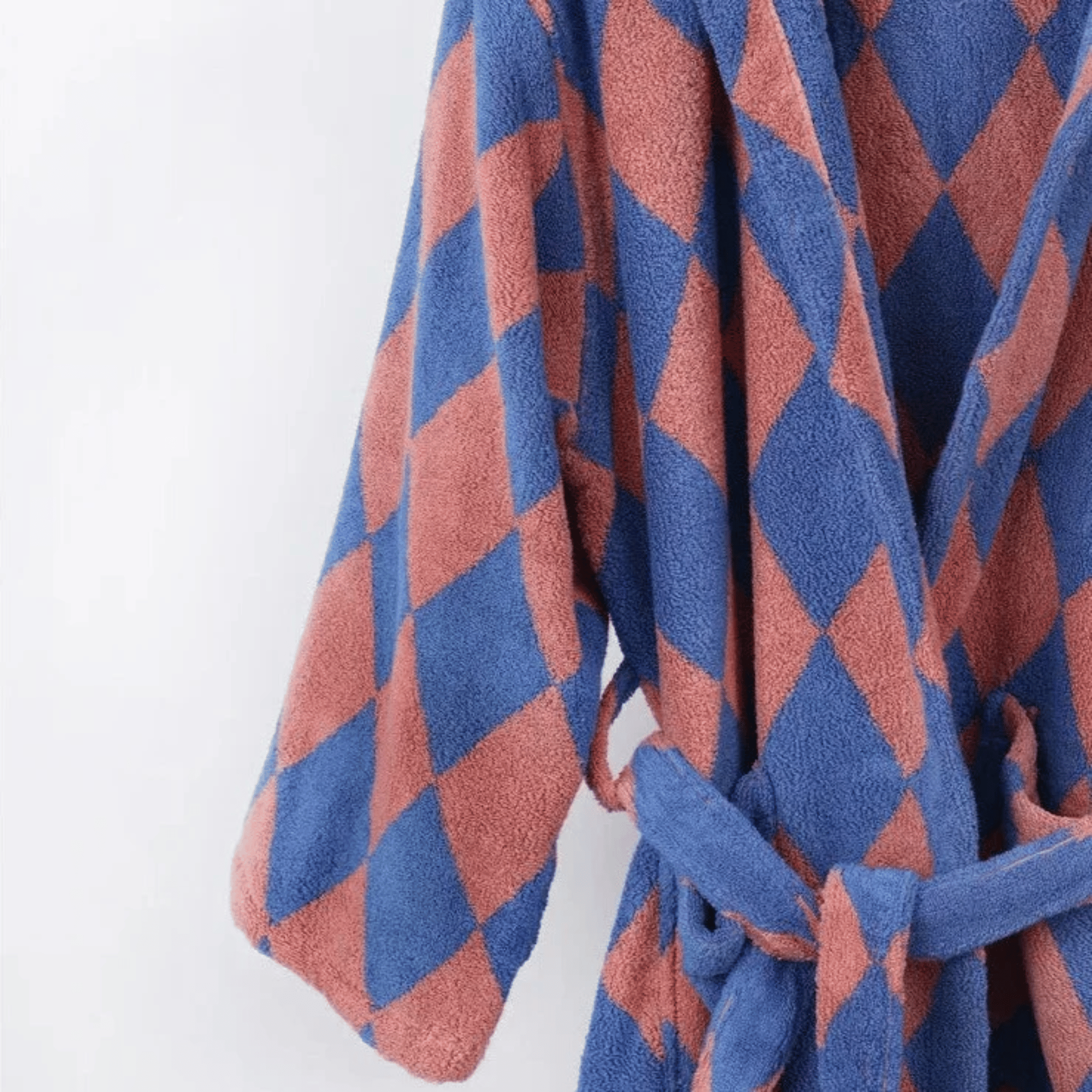 Organic Cotton Jacquard Bathrobe — Spa Hotel Feel, Pink & Blue, Robes, Vevra Luxury