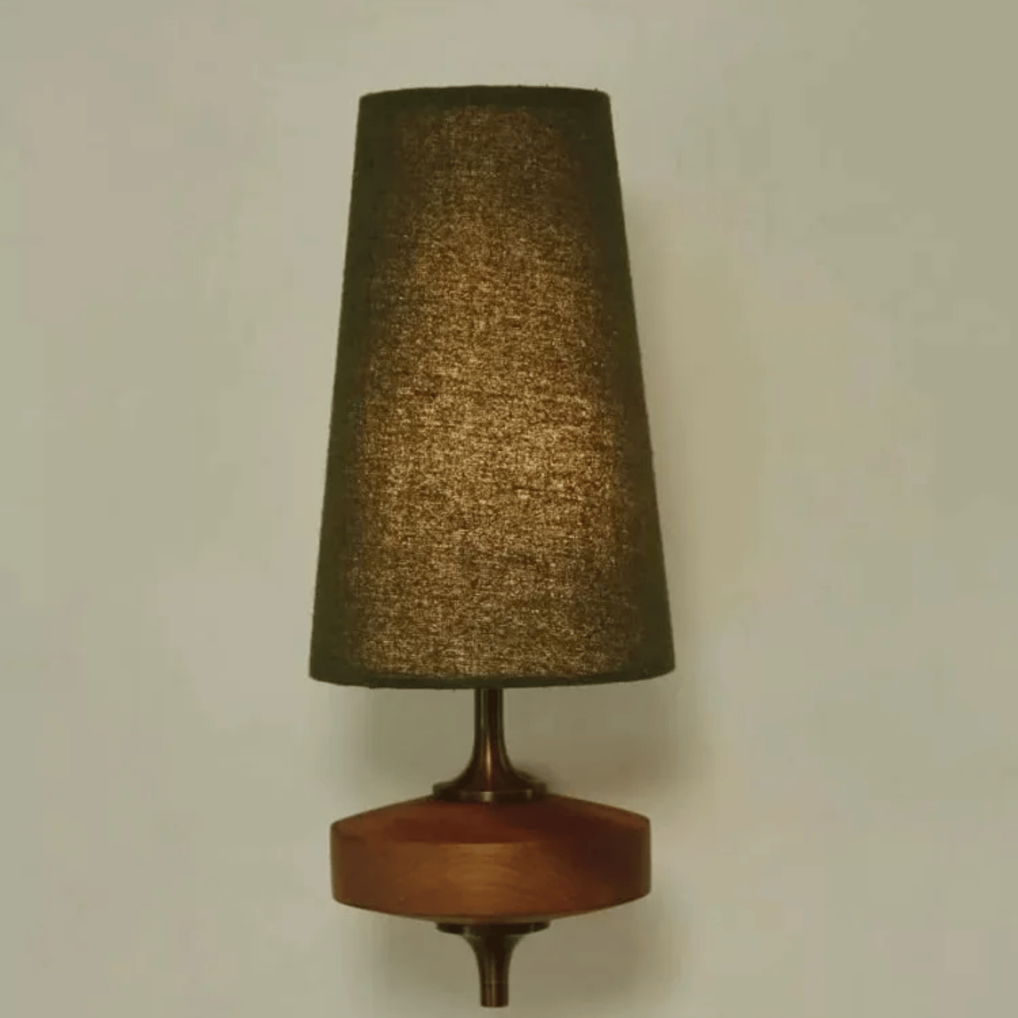 Handcrafted Nordic Fabric Wall Light with Wood Base, Green, Fixtures, Vevra