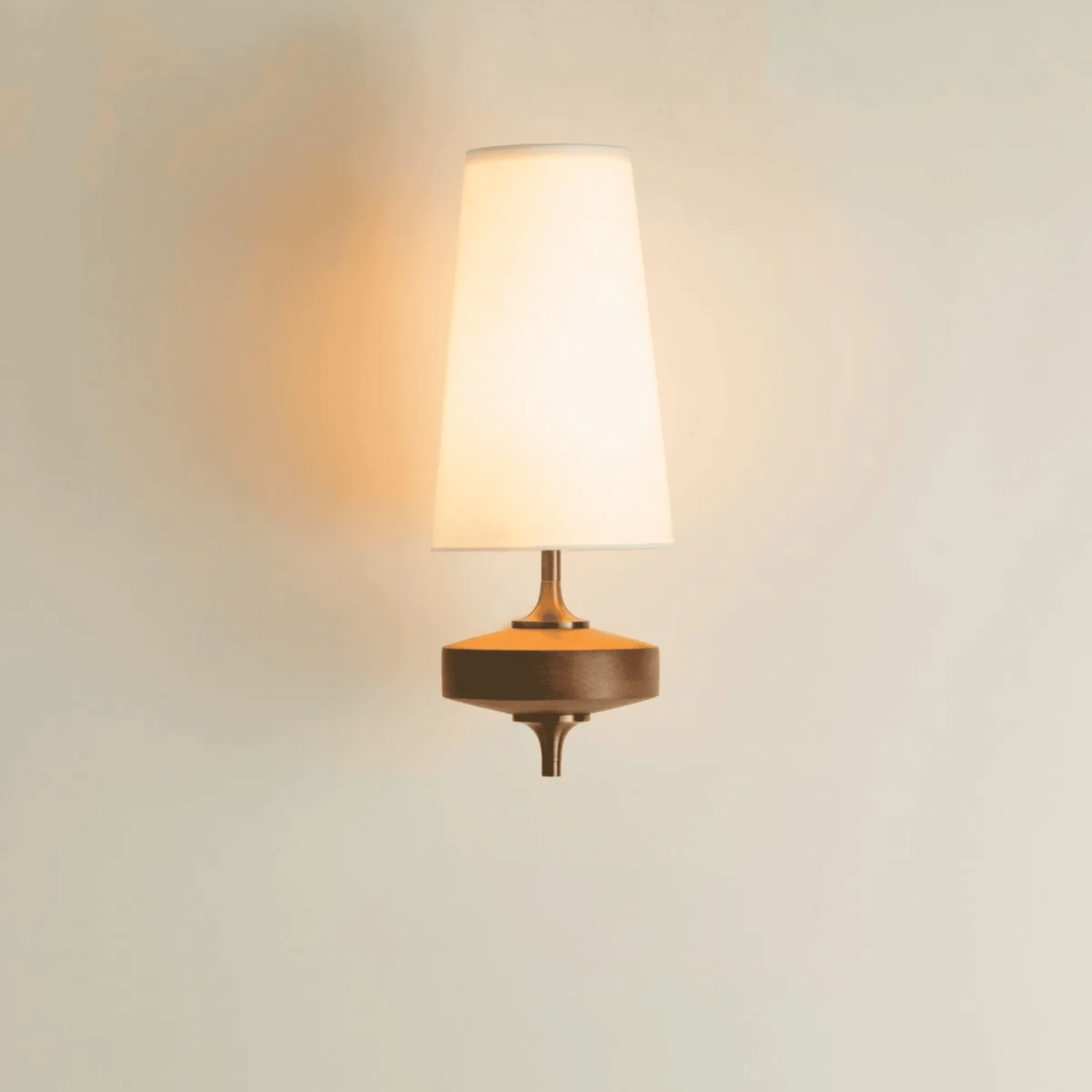 Handcrafted Nordic Fabric Wall Light with Wood Base, White, Fixtures, Vevra