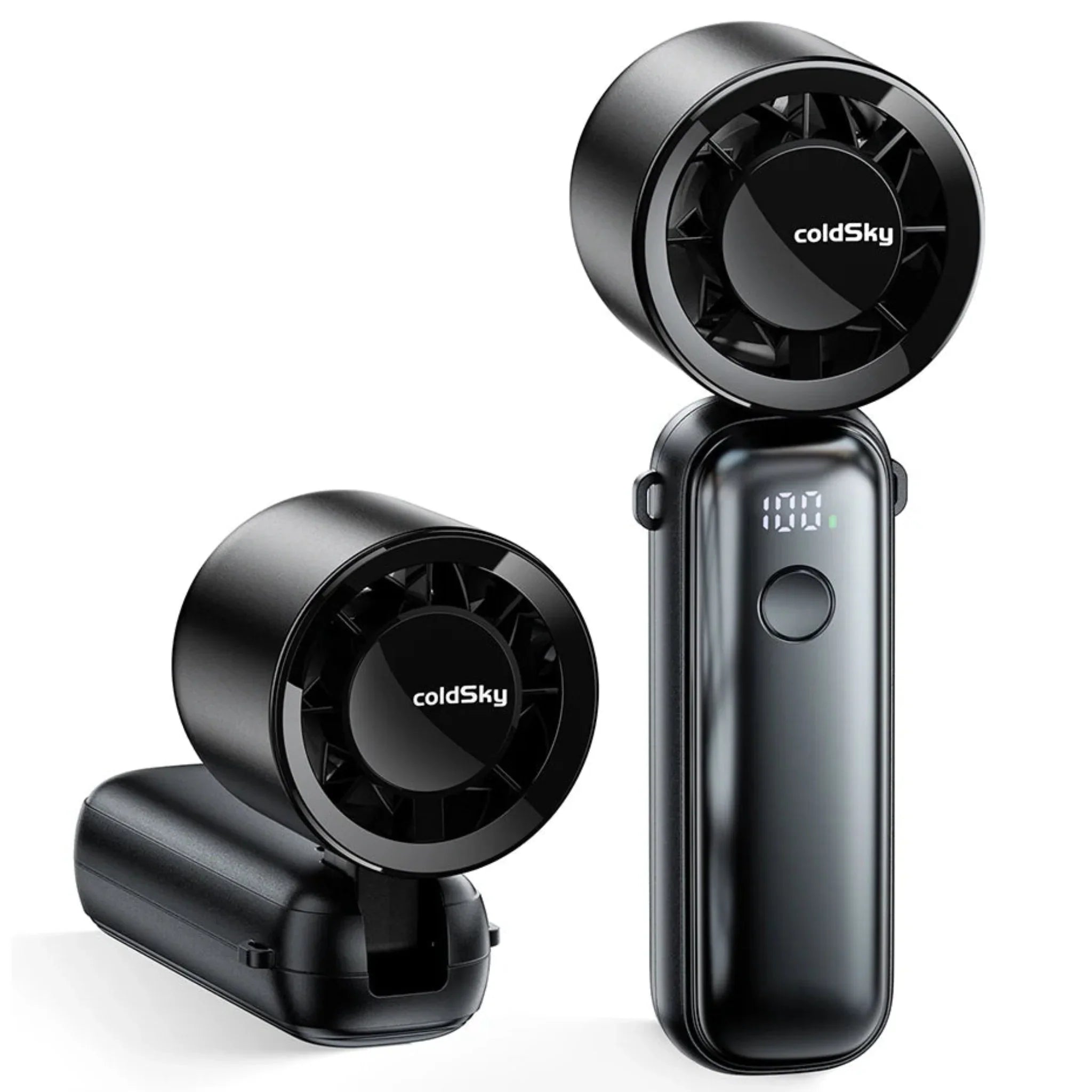 Vindra Cordless Foldable Fan with 6 Speed Settings, Black, Ceiling Fans, Portable Rechargeable Speeds