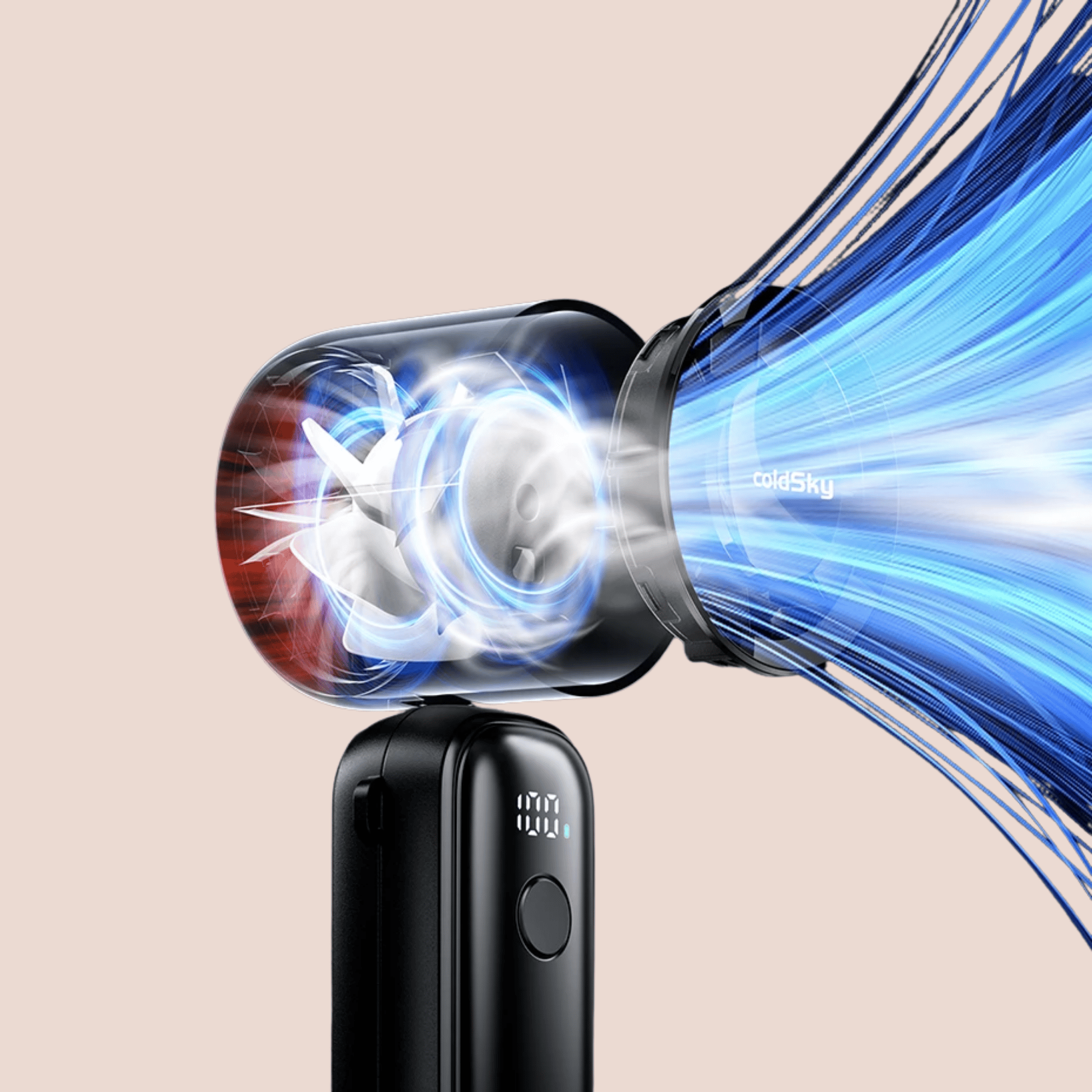 Vindra Cordless Foldable Fan with 6 Speed Settings, Pink, Ceiling Fans, Portable Rechargeable Speeds